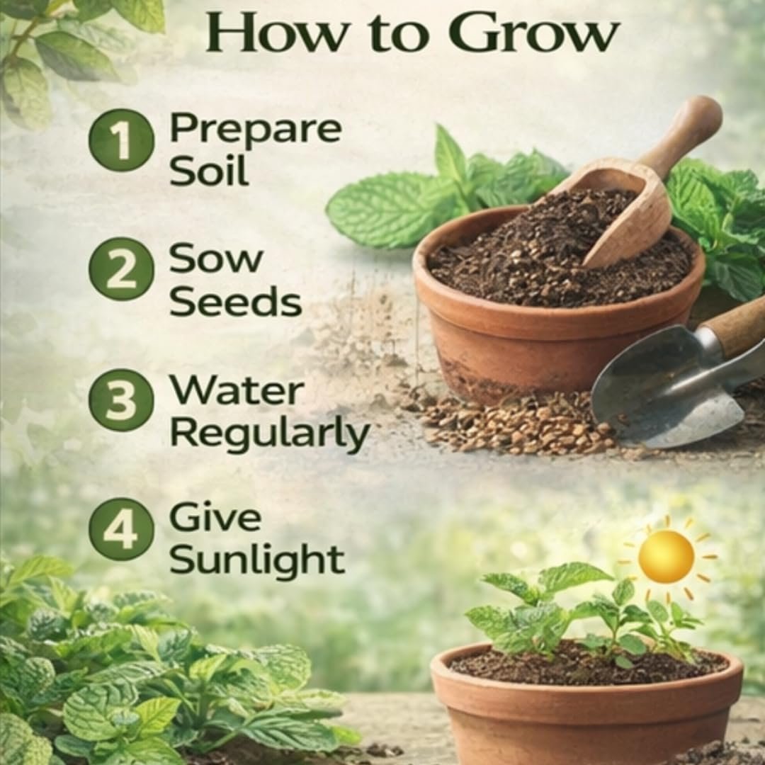 Mint (Pudina) Seeds | Pack of 2| 200+ Seeds | High Germination | Easy to Grow Herb Seeds for Home Gardening | Ideal for Pots, Balcony, Terrace, Kitchen Garden & Grow Bags - Image 2
