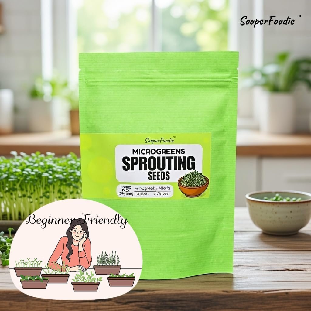 Microgreen Seeds 4-in-1 Combo Pack (200g) | Alfalfa, Clover, Radish & Fenugreek Seeds 50g each | Chemical-Free | Home Sprouting seeds | WITH INSTRUCTION MANUAL - Image 3