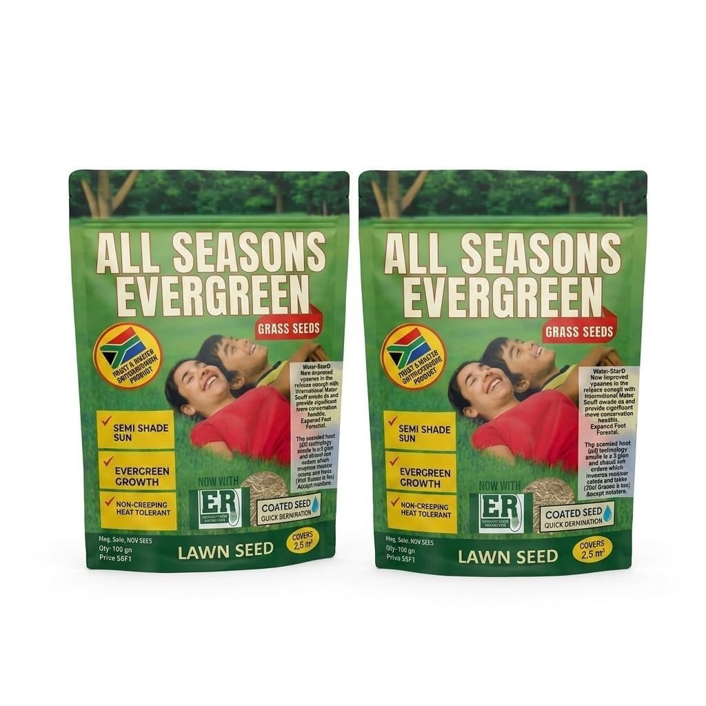 All Seasons Evergreen Grass Seeds Fast Germination Lawn Grass Seed Mix for Year-Round Green Turf Garden Lawn Yard Balcony Landscaping Easy Grow Durable Grass (PACK OF 2)
