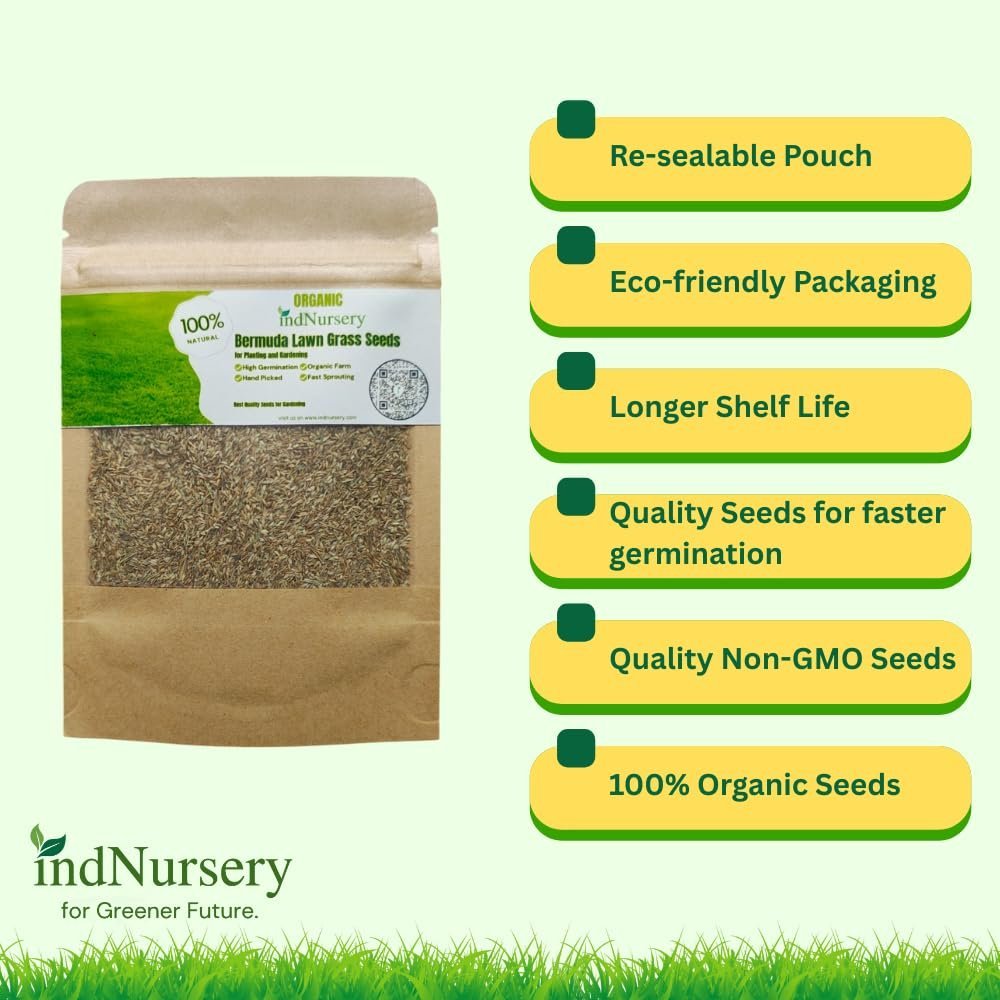 IndNursery Bermuda Grass Seeds for Home and Garden (Green, Pack of 10 g) - Image 3