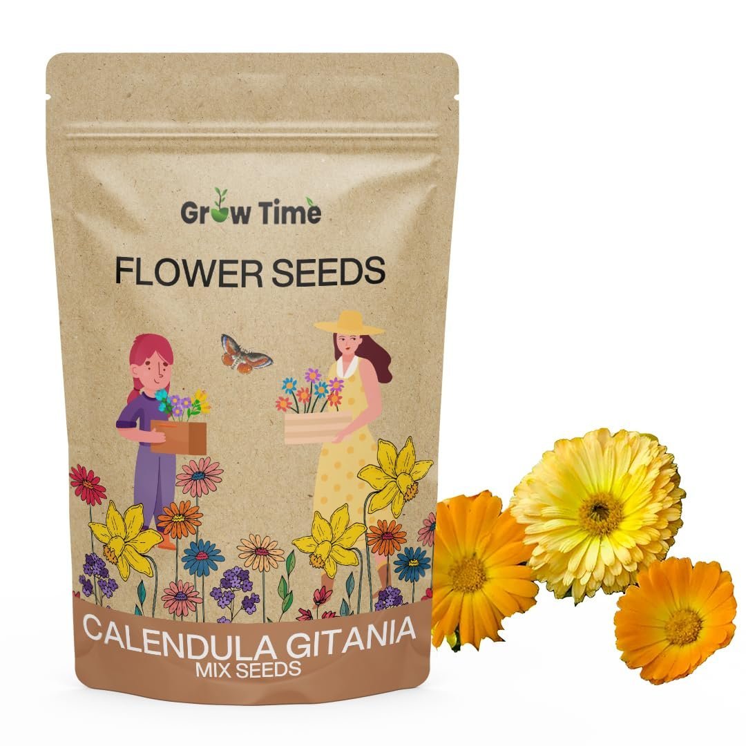 Calendula Gitania Mix Flower Seeds, Flower Seeds for Home Gardening, Flower Planting Seeds for Kitchen, Calendula Gitania Mix Seeds (Pack of 50 Seeds)