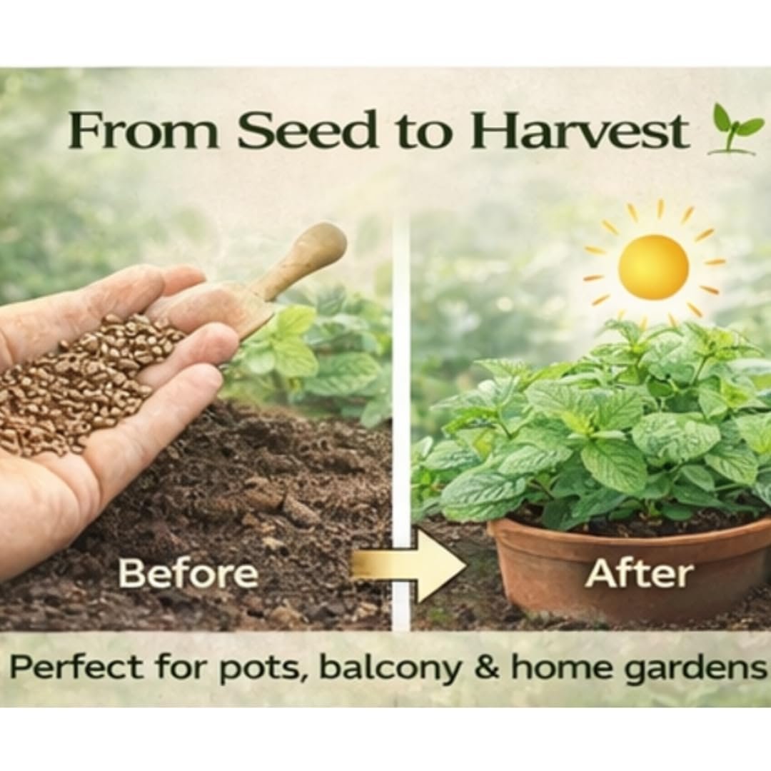 Mint (Pudina) Seeds | Pack of 2| 200+ Seeds | High Germination | Easy to Grow Herb Seeds for Home Gardening | Ideal for Pots, Balcony, Terrace, Kitchen Garden & Grow Bags - Image 5