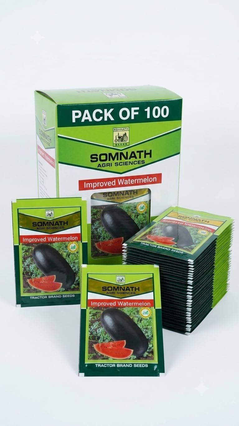 Improved Watermelon Seeds | Quality Vegetable Seeds for Farming & Home Gardening | Suitable for Kitchen & Terrace Gardens | Pack of 100