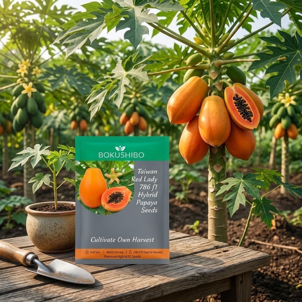 Taiwan Red Lady 786 F1 Original Hybrid Papaya Seeds, Organic, GMO Free, High Germination Rate (95%), Disease Resistant, All Seasons (Net. 100 Seeds) - Image 4