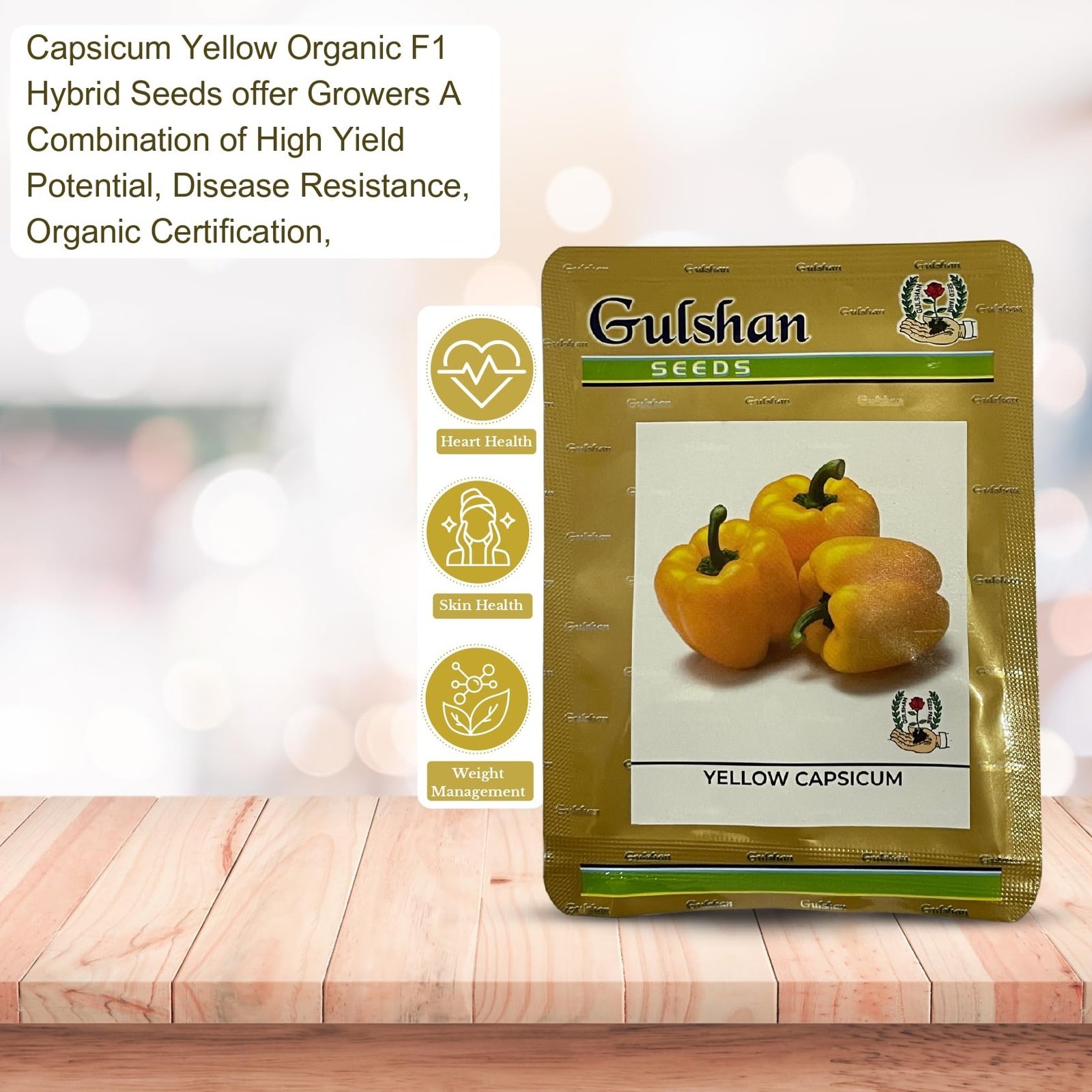 Yellow Capsicum F1 Hybrid Seeds (15Seeds) | High Yield, Sweet & Crunchy Peeli Shimla Mirch for Home Gardening & Kitchen Farming | Hybrid Bell Pepper Seeds - Image 3