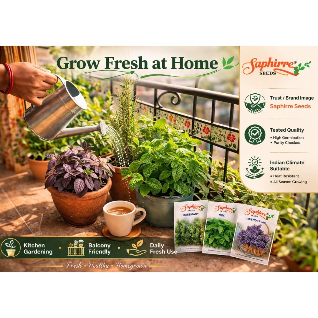 Herb Seeds Combo Pack | 8 Varieties | 950+ Seeds | Rosemary, Mint, Lavender, Tulsi, Red Basil, Parsley, Celery & Lettuce | High Germination | Easy to Grow for Home Gardening - Image 6