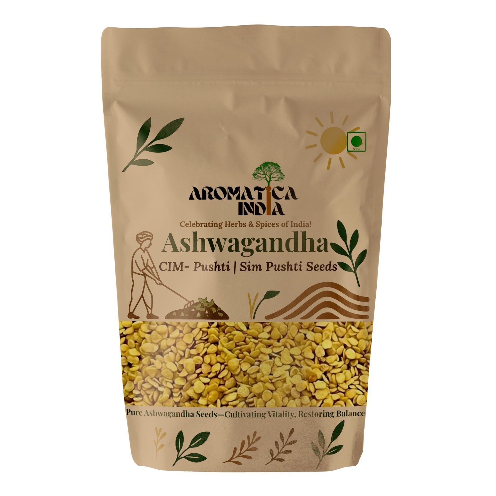 Ashwagandha Seeds (Withania Somnifera) 500gm – High Yielding Sim Pushti Variety Medicinal Herb Seeds for Farming, Planting, and Plantation
