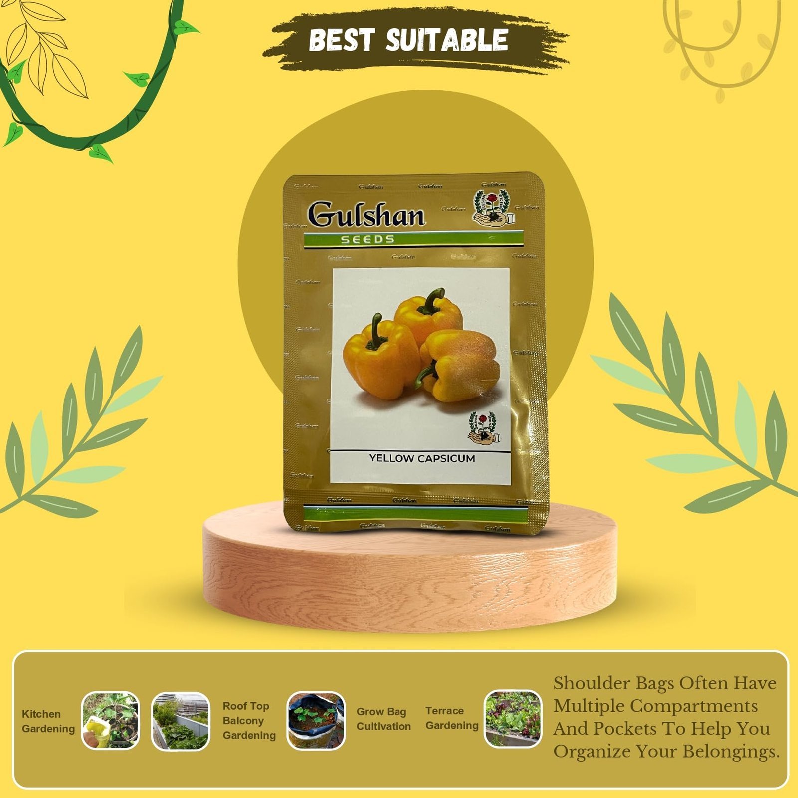 Yellow Capsicum F1 Hybrid Seeds (15Seeds) | High Yield, Sweet & Crunchy Peeli Shimla Mirch for Home Gardening & Kitchen Farming | Hybrid Bell Pepper Seeds - Image 4