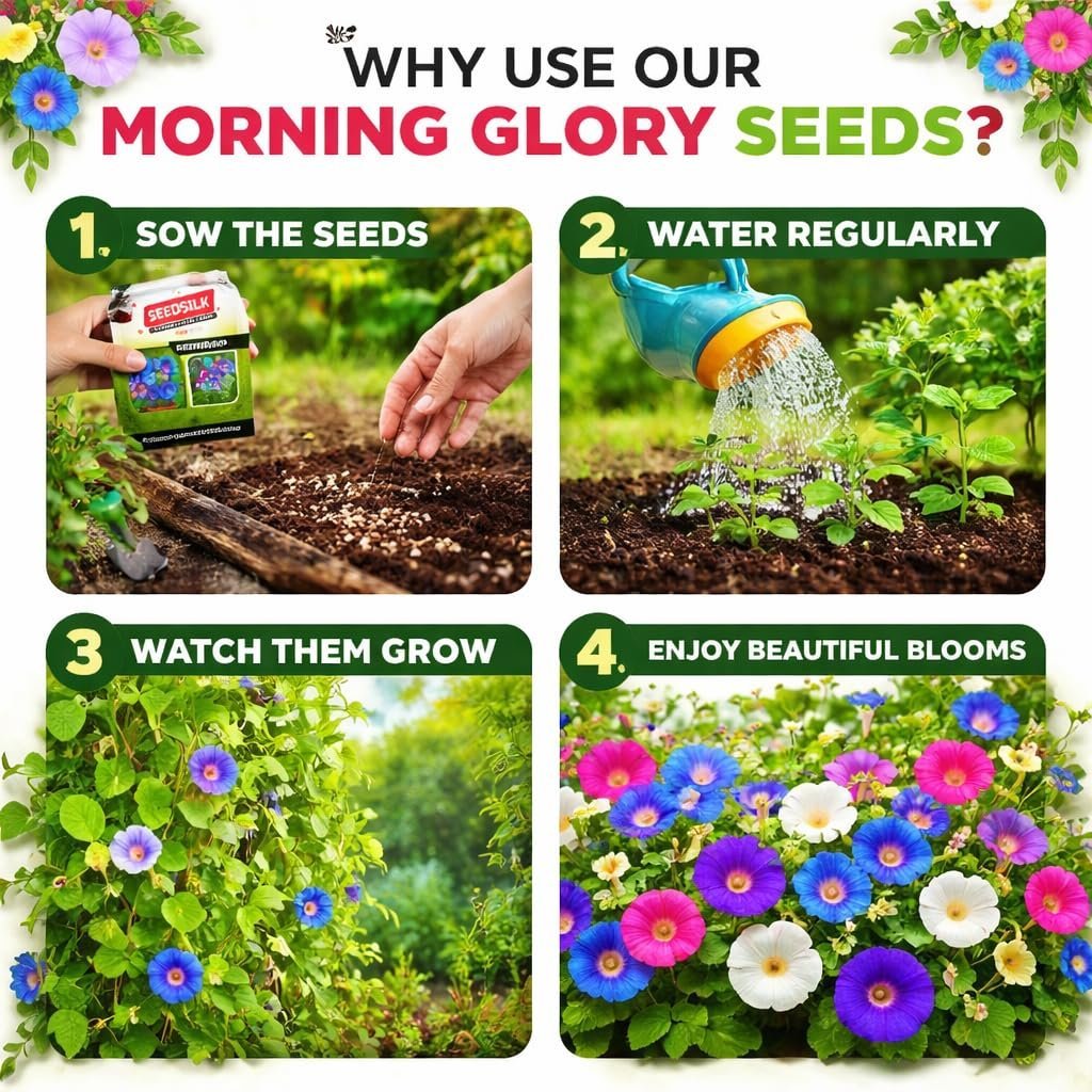 Morning Glory Mixed Flower Seeds for Planting | Multicolour Climbing Flowers | Pack of 50 Seeds - Image 4