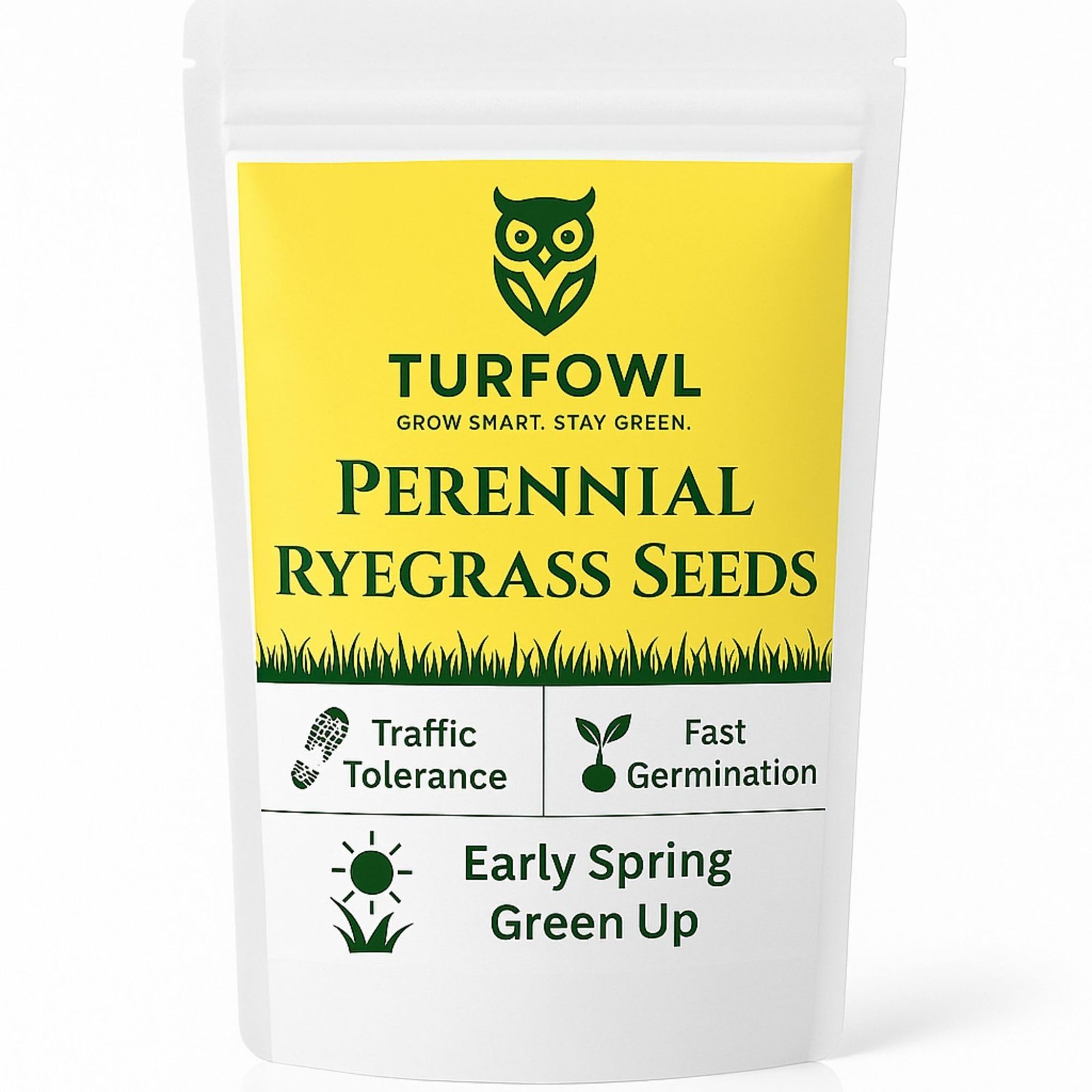 TURFOWL Perennial Ryegrass Seeds for Lawn | Fast Germination, High Traffic Tolerance Grass Seed | Ideal for Home Garden, Sports Lawn & Landscaping (25 g)