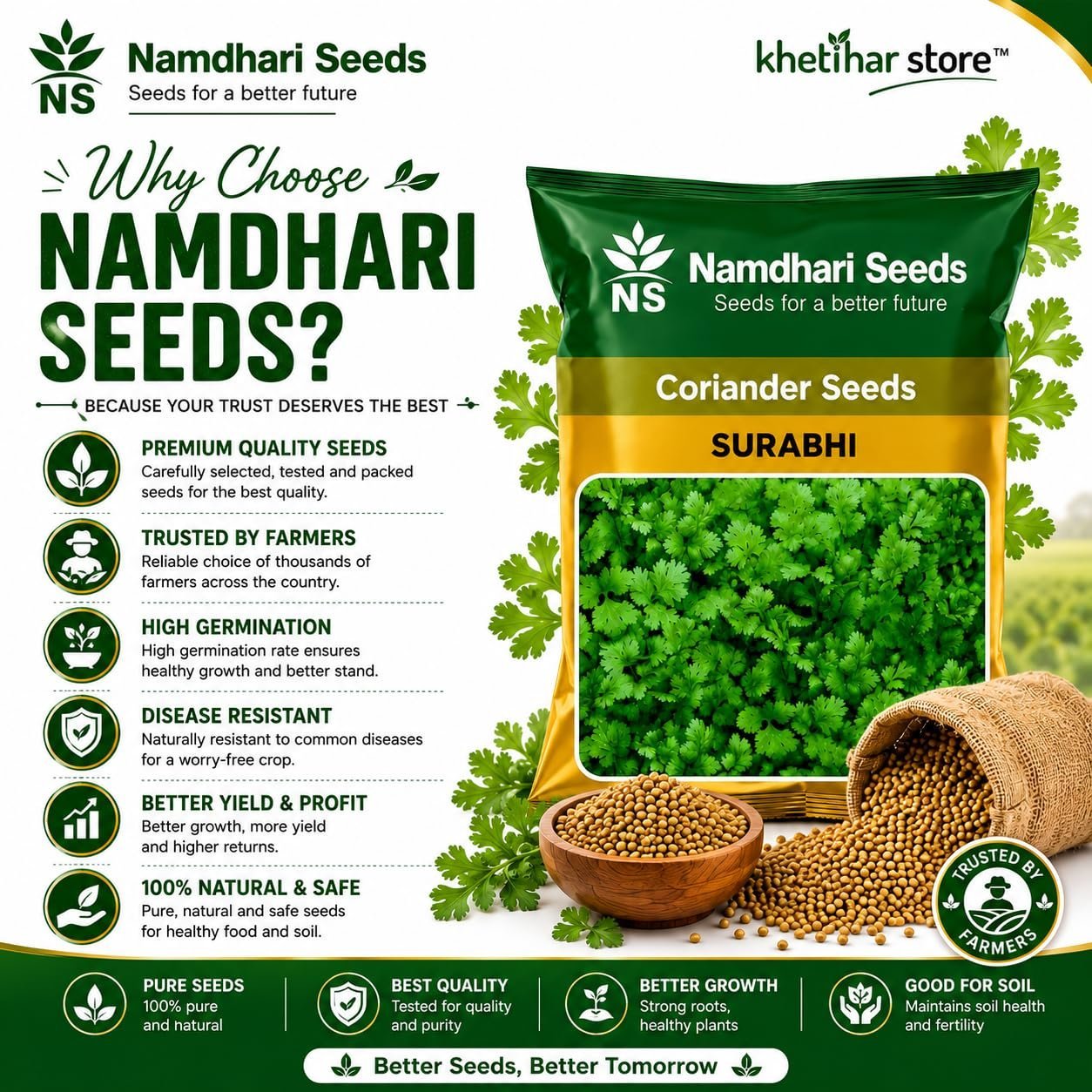 Namdhari Seeds Surabhi Coriander Seeds (Dhania Seeds) 500g - Image 4