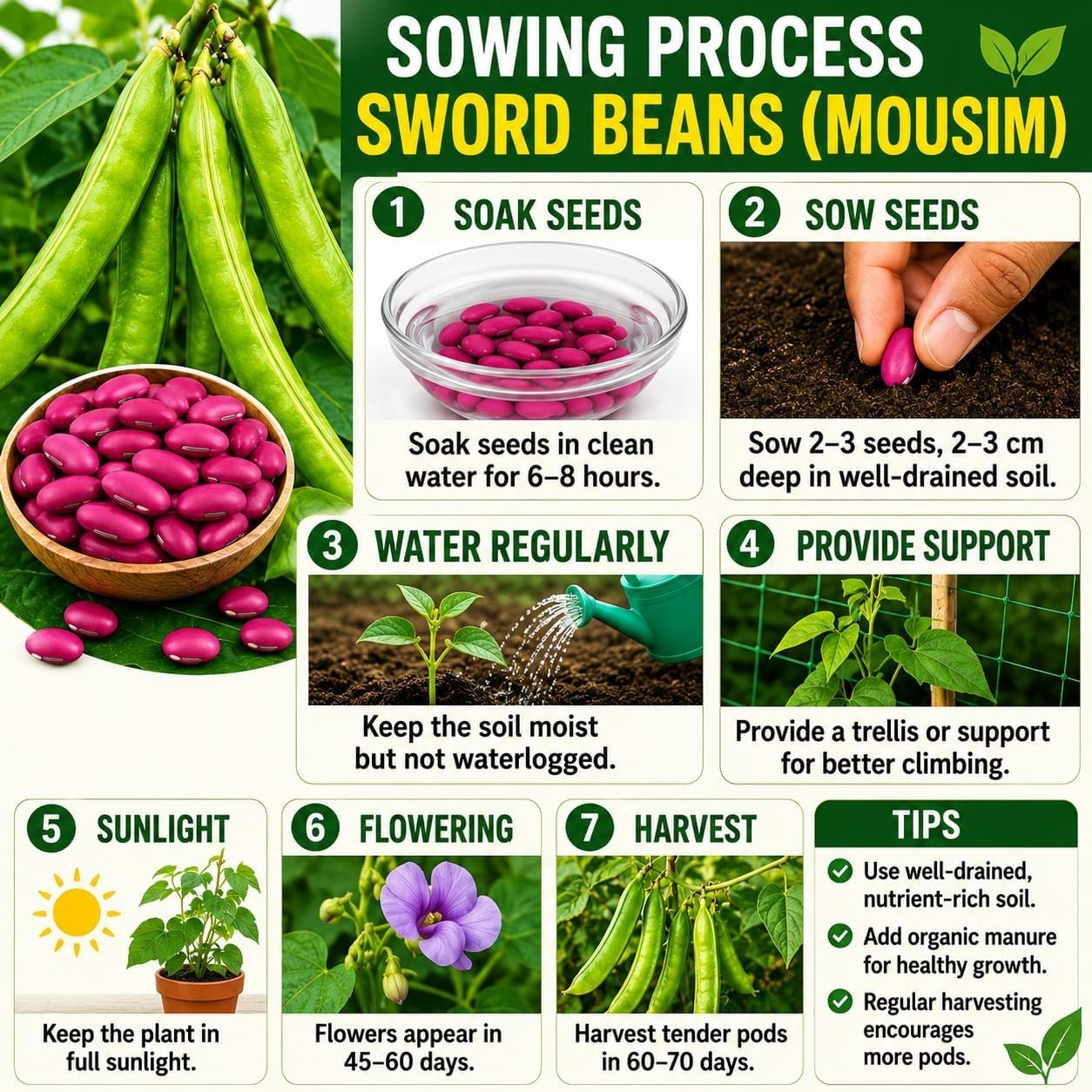 Mousim (Sword Bean) Seeds for Planting -21 Seeds | Fast Growing Climbing Bean Seed | High Yield Variety - Image 3