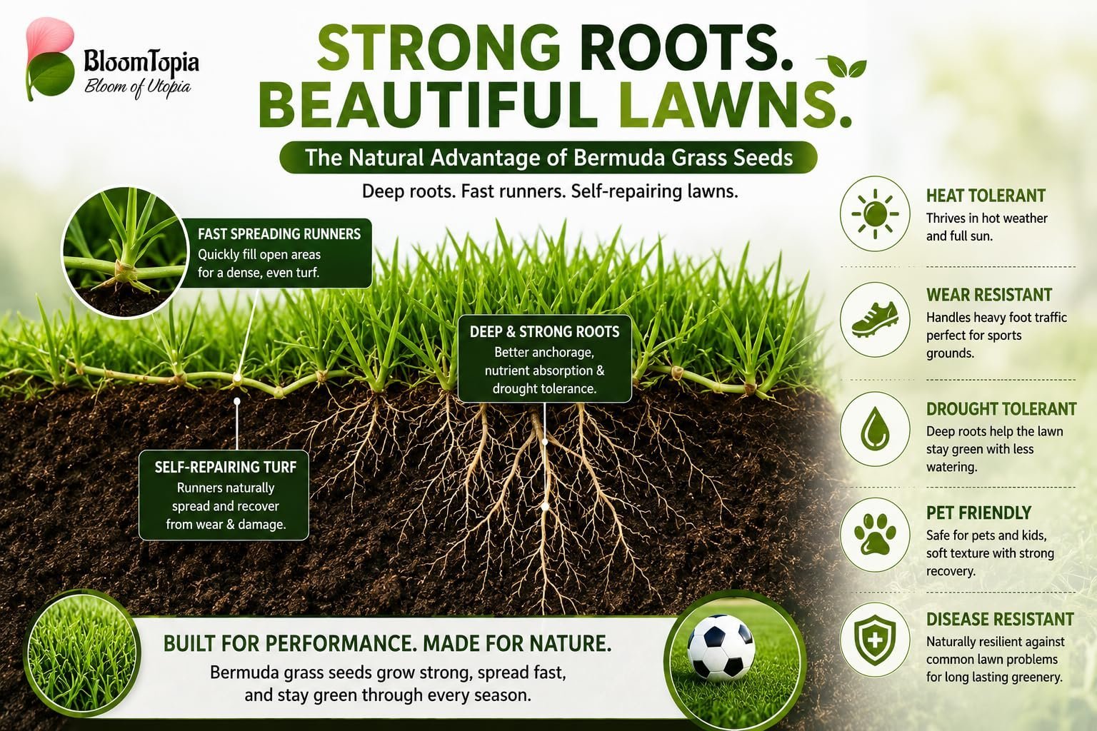 American Bermuda Lawn Grass Seeds for Home Garden & Sports Ground | Fast Spreading, Heat & Drought Tolerant | 100% Germination Rate Mexican Carpet Grass (1000 mg) - Image 5