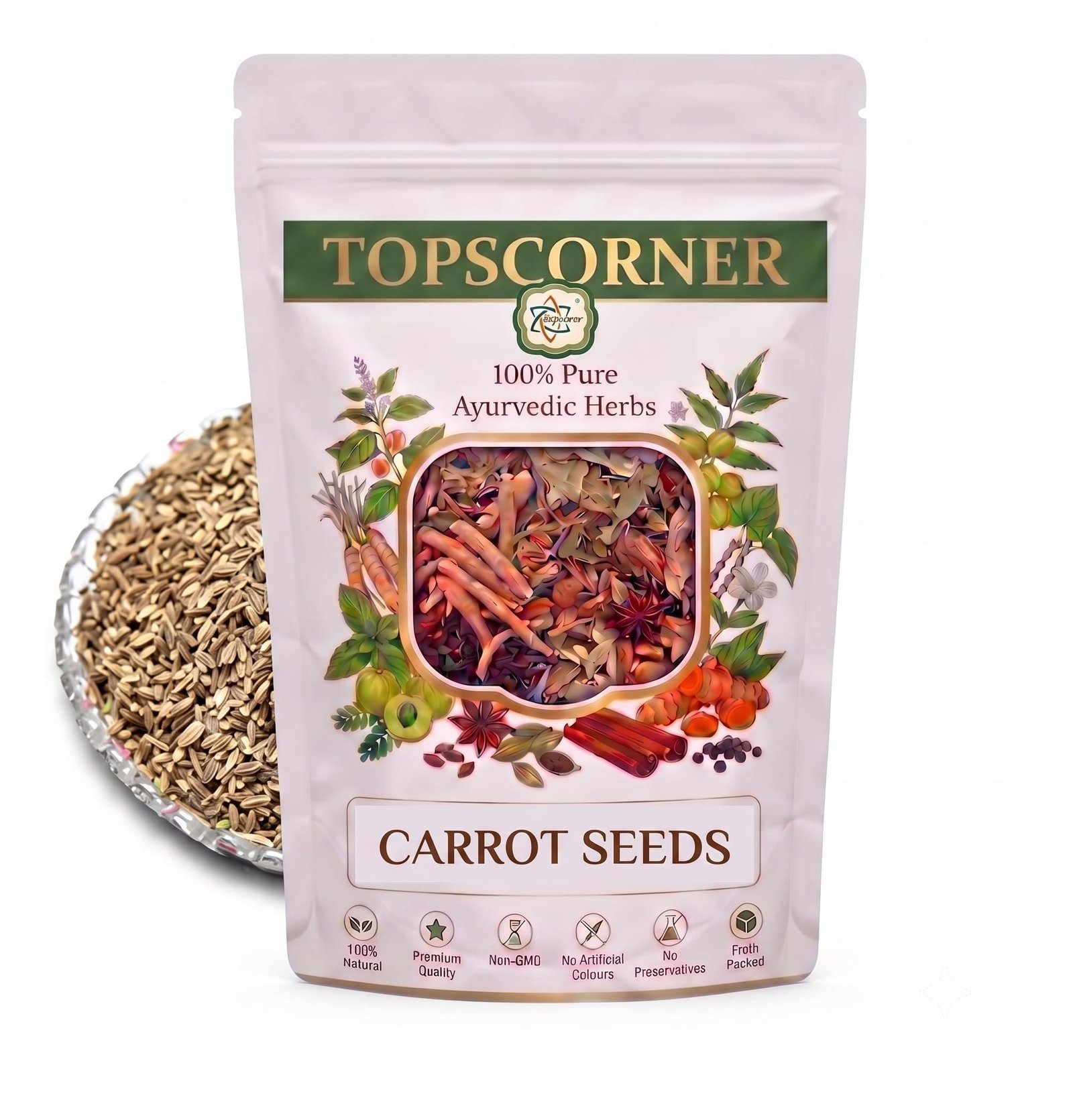 Topscorner Premium Edible Carrot Seeds (Gajar ke Beej) | Daucus Carota | Rich in Vitamin C & E for Radiant Skin, Hair Growth & Immunity | 3 Packs of 900 Grams