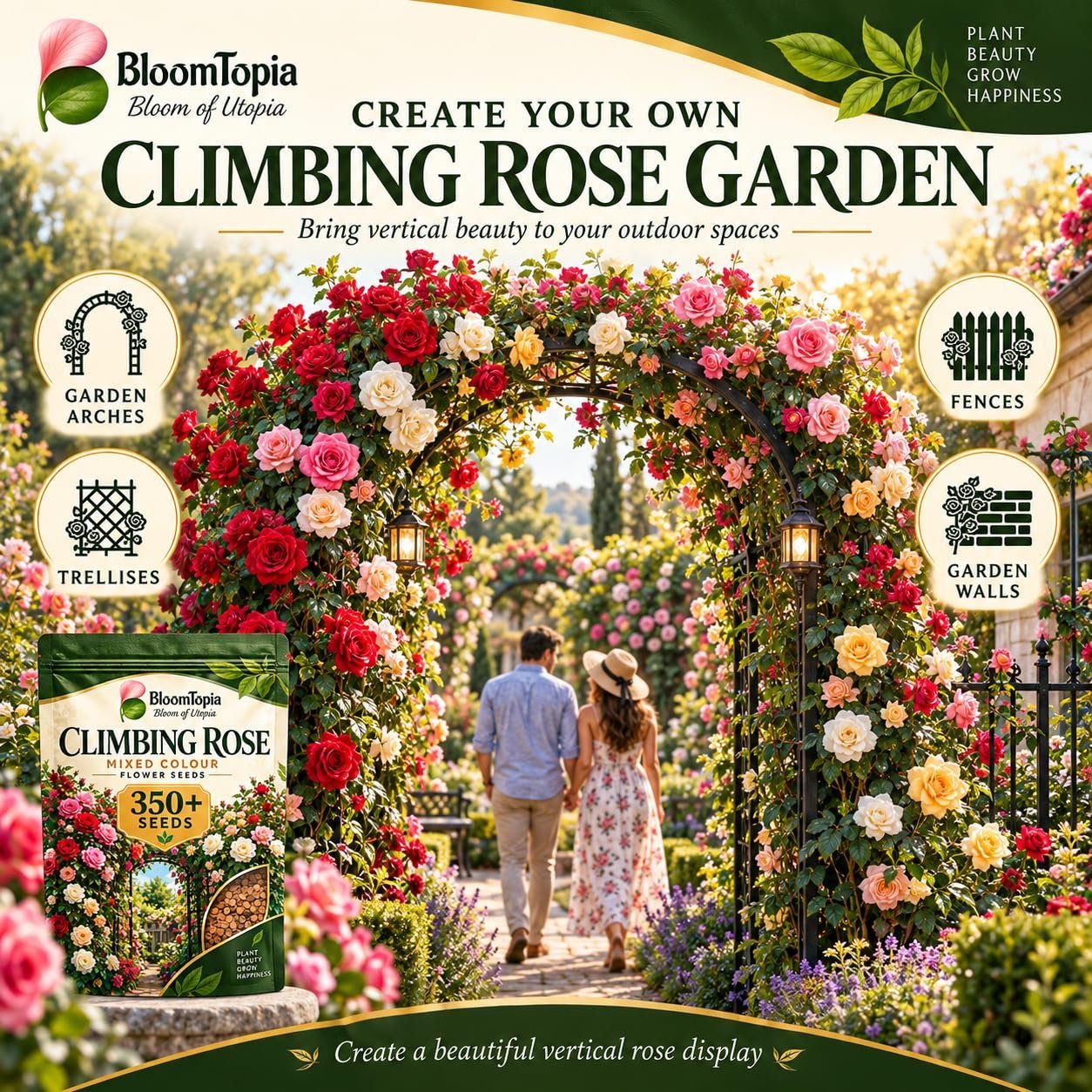 Climbing Rose Seeds Mixed Colour Flower Seeds 350+ Seeds - Image 2
